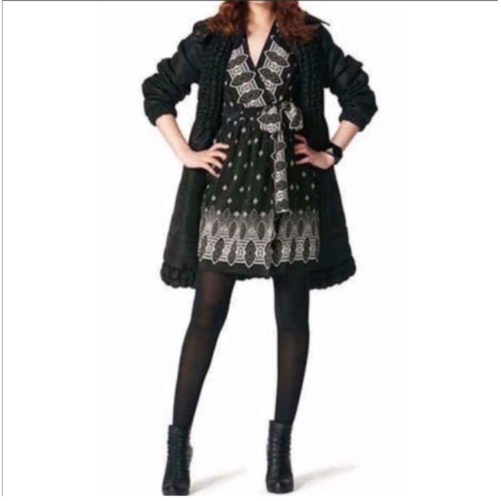 Anna Sui x Target Black 100% Silk Wrap Dress Sz XS Sleeveless Boho Mini Cocktail
